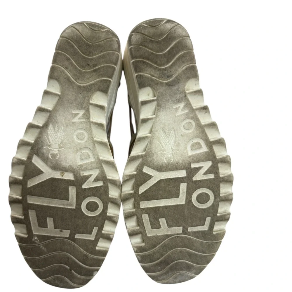 FLY LONDON Silver Metallic‎ Lace Up Wedge Gladiator Sandals Size 39